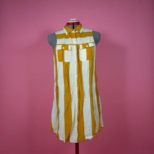 Yellow and Cream Striped Button Up Tunic